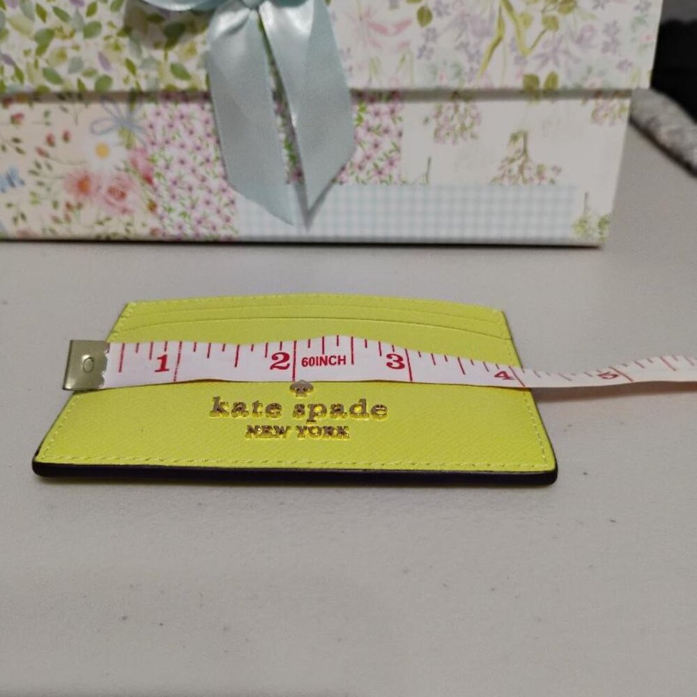 Kate Spade Madison Saffiano Small Slim Card Holder Lime Slush NWT - Picture 5 of 7